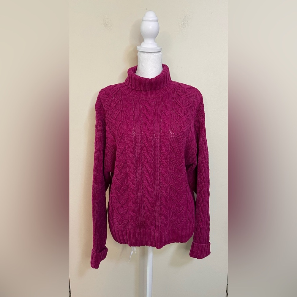 Susan Bristol Women’s Ramie Blend Knit Sweater Pullover Turtleneck Size Xlarge.